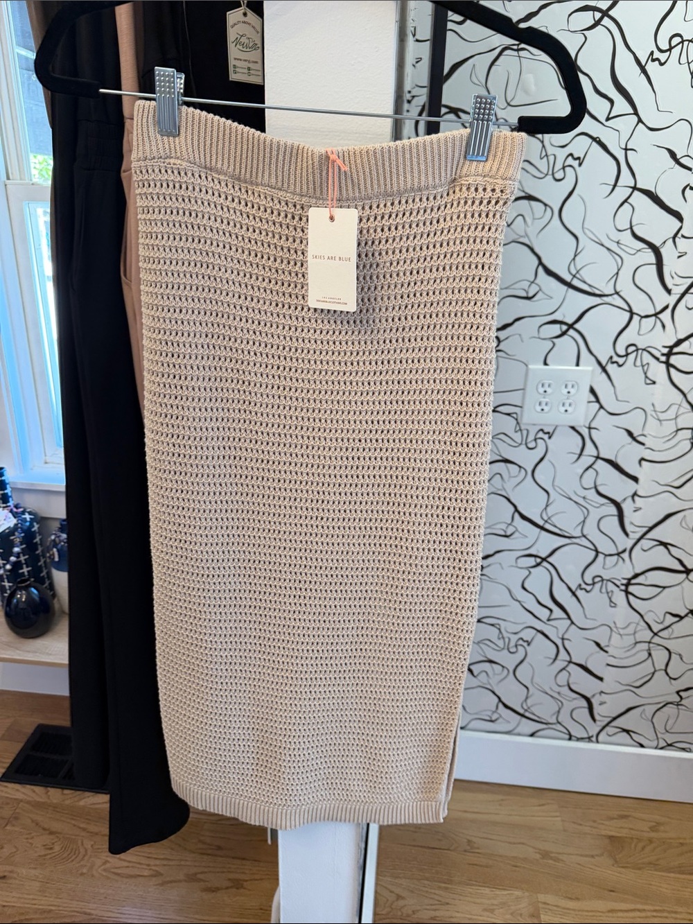 Skies Are Blue Neutral Knit Pencil Skirt - Beige Tone